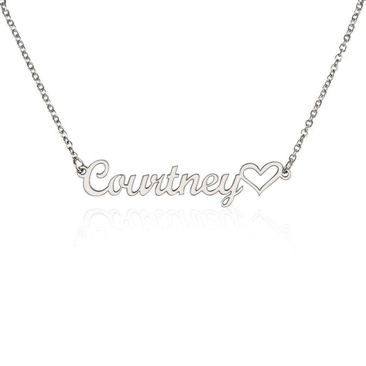 Personalized Heart Name Necklace Polished Stainless Steel / Standard Box