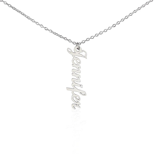 Personalized Vertical Name Necklace Polished Stainless Steel / Standard Box