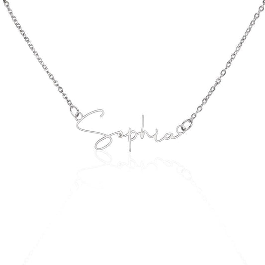 Signature Style Name Necklace Polished Stainless Steel / Standard Box