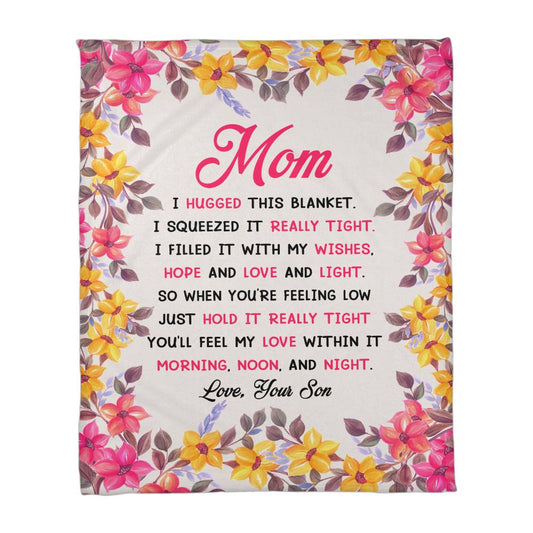 With All My Love Jersey Fleece Blanket for Mom from Son 30" x 40"