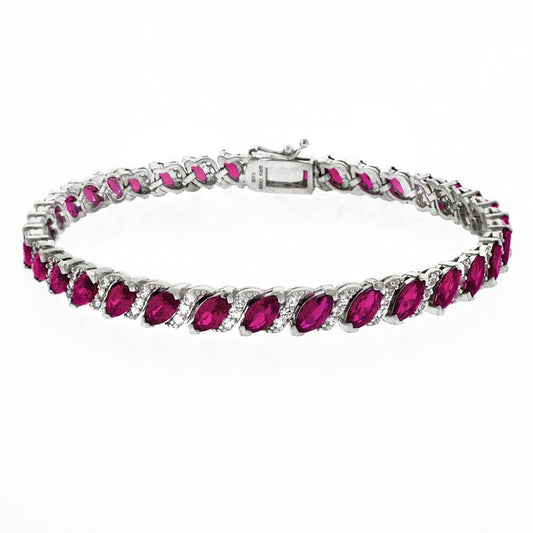 20.00 Ct Genuine Pink Topaz ine Bracelet embellished With Crystals In 18k White Gold Filled
