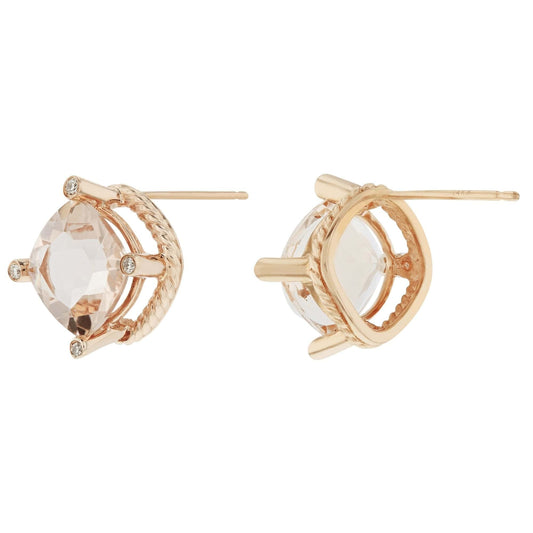 Cushion Cut Aquamarine and Diamond Earrings in 14kt White Gold