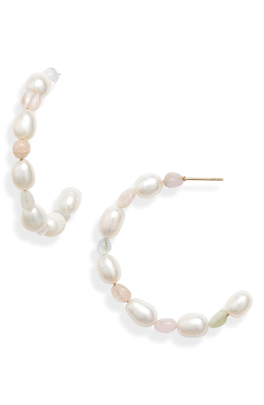 Freshwater Pearl Hoops | More Colors Available Pastel Multi