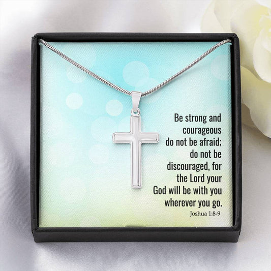 Be Strong Stainless Steel Cross Necklace Two-Toned Gift Box