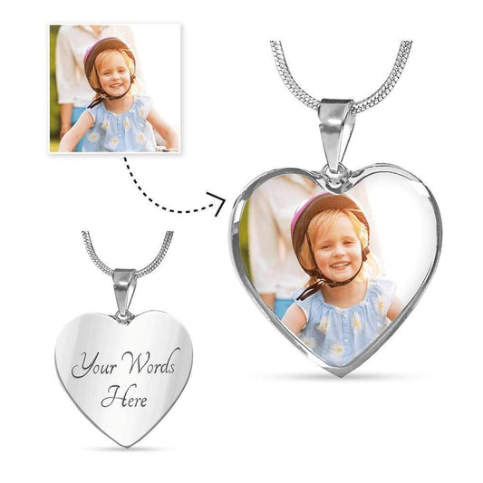 Custom Silver Luxury Necklace - Heart Luxury Necklace (Silver) / Yes