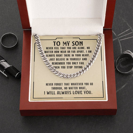 Son I Will Always Love You Necklace Cuban Link Chain (Stainless Steel)