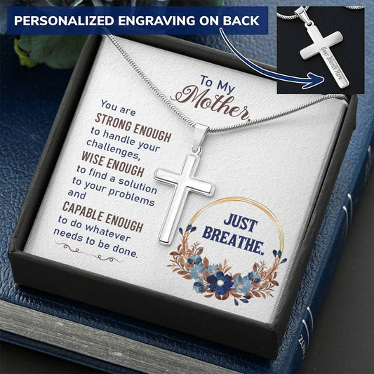 To My Mother Artisan Crafted Cross Necklace Two-Toned Gift Box