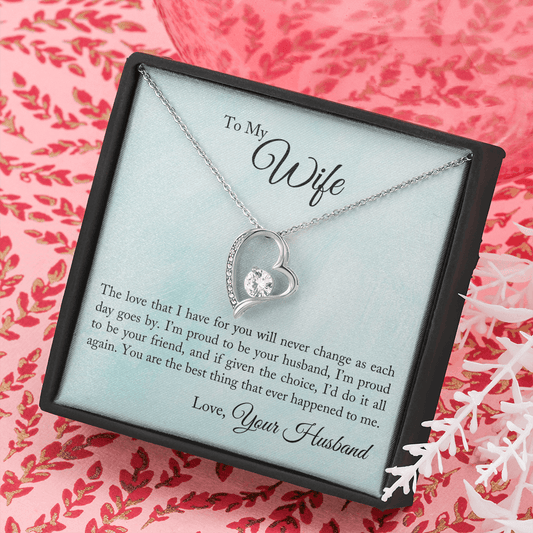 To My Wife - Proud To Be Your Husband 14k White Gold Finish / Standard Box