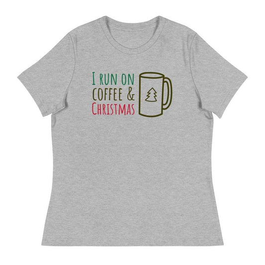 I Run On Coffee & Christmas Women's Relaxed T-Shirt Athletic Heather / S