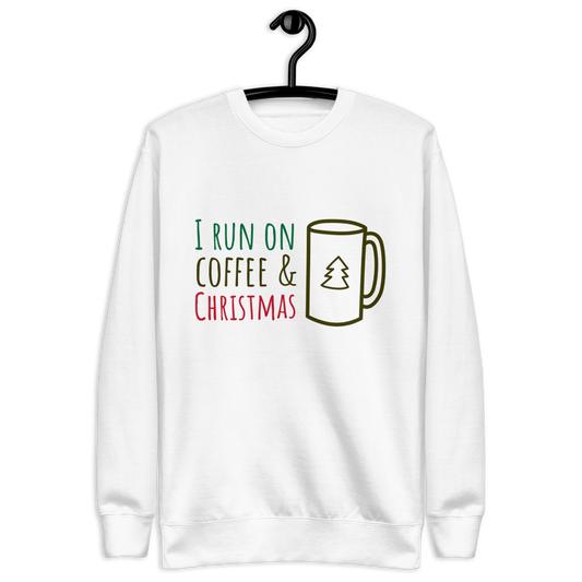 I Run On Coffee & Christmas Fleece Sweater White / S